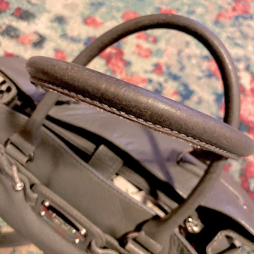 Michael Kors Medium Gray Pebbled Leather Hamilton Handbag 10” x 15”
